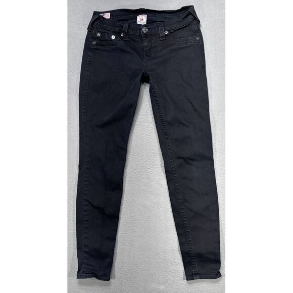 True Religion Denim - True Religion Jeans Casey Womens 29x29‎ Black Low Skinny Stretch Dark Wash Denim